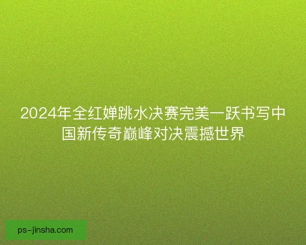 2024年全红婵跳水决赛完美一跃书写中国新传奇巅峰对决震撼世界